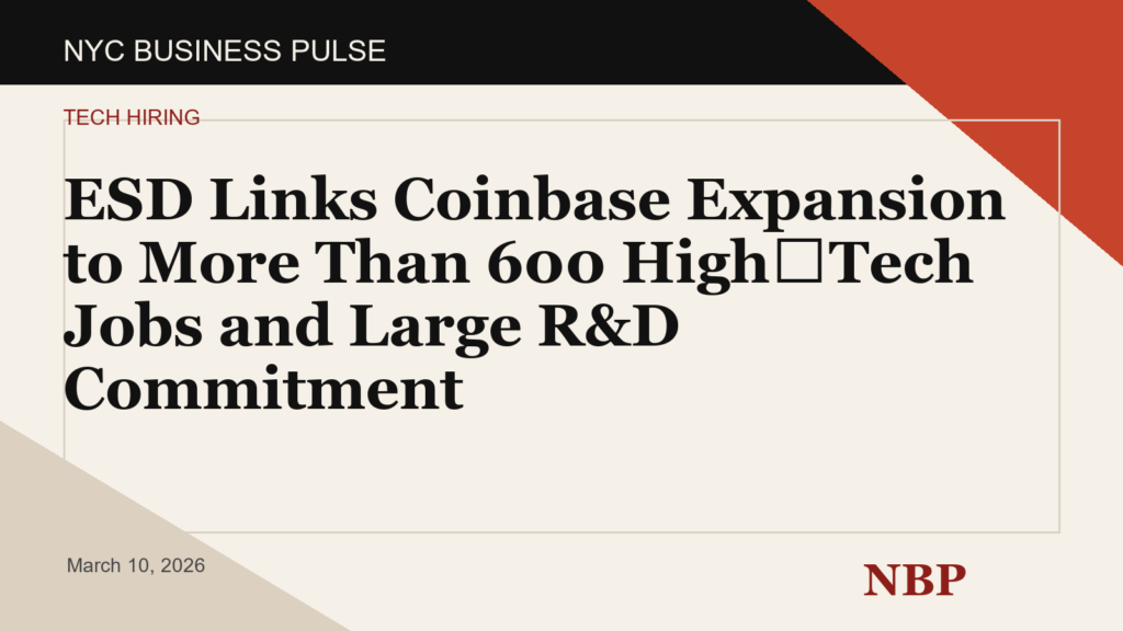 ESD Links Coinbase Expansion to More Than 600 High‑Tech Jobs and Large R&D Commitment